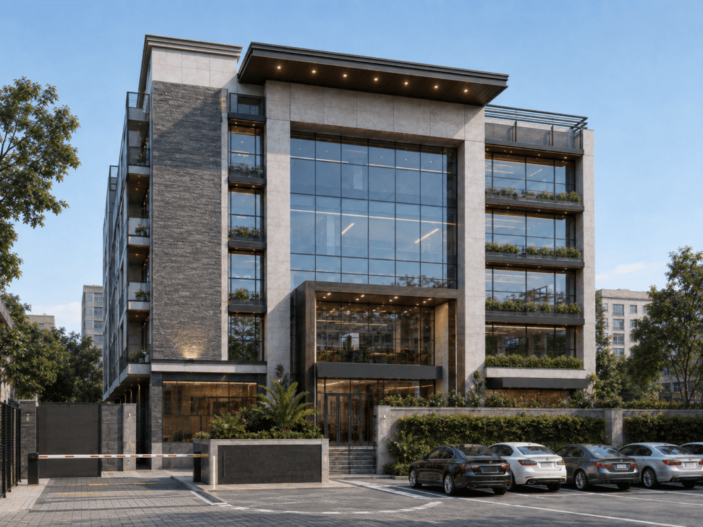 Corporate office building (model town hub)